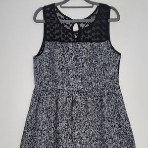 Sheer panel Back and Grey Tweed style mini dress